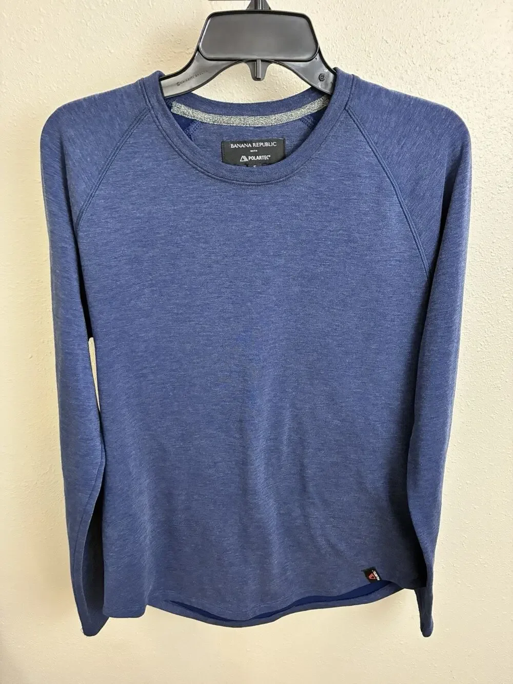 Banana Republic Polartec Shirt Size S Long Sleeve Fleece Crewneck Blue Heather